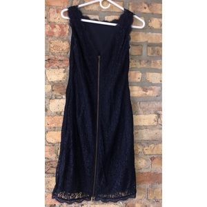 Navy Adrianna Papell lace midi fitted dress